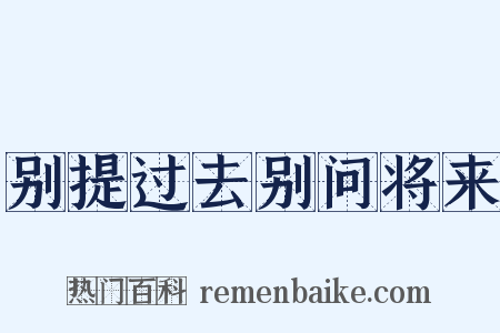 别提过去别问将来是什么意思的图片